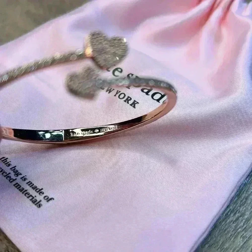 Kate Spade hinged bracelet, rose gold with rhinestones - Picture 3 of 4
